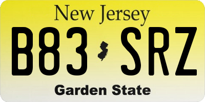 NJ license plate B83SRZ