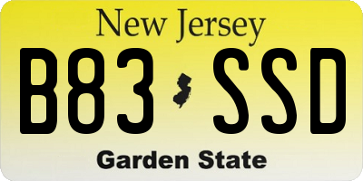 NJ license plate B83SSD
