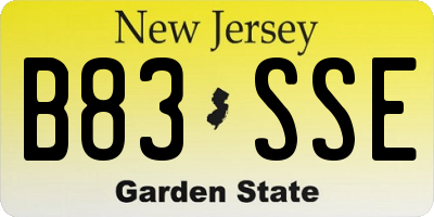 NJ license plate B83SSE