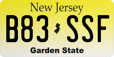 NJ license plate B83SSF