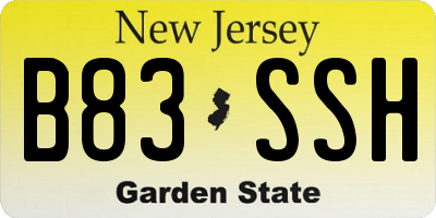 NJ license plate B83SSH