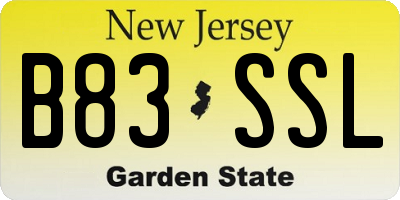 NJ license plate B83SSL
