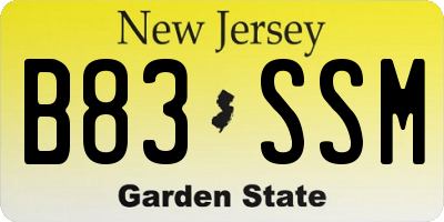 NJ license plate B83SSM