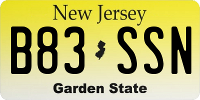 NJ license plate B83SSN