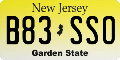NJ license plate B83SSO