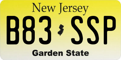 NJ license plate B83SSP