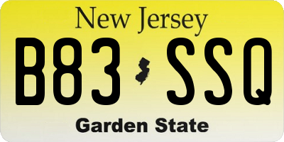 NJ license plate B83SSQ