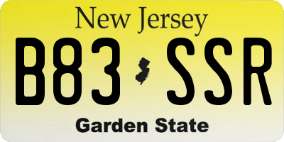 NJ license plate B83SSR