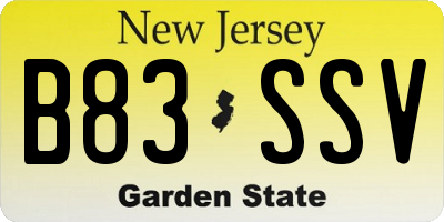 NJ license plate B83SSV