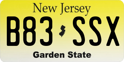 NJ license plate B83SSX