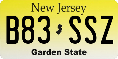 NJ license plate B83SSZ