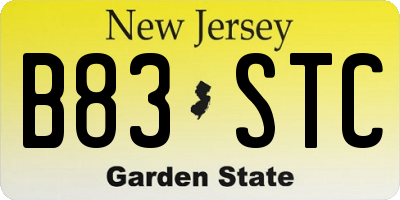 NJ license plate B83STC