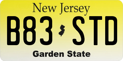 NJ license plate B83STD
