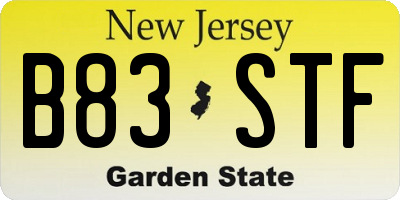NJ license plate B83STF