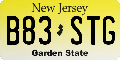 NJ license plate B83STG