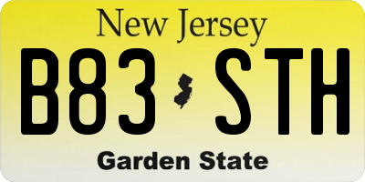 NJ license plate B83STH