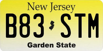 NJ license plate B83STM
