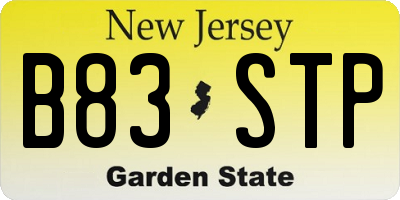 NJ license plate B83STP