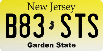 NJ license plate B83STS