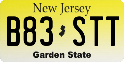 NJ license plate B83STT