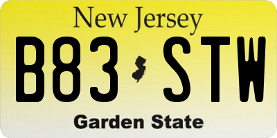 NJ license plate B83STW