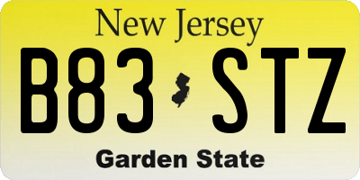 NJ license plate B83STZ