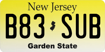 NJ license plate B83SUB