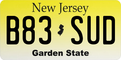 NJ license plate B83SUD