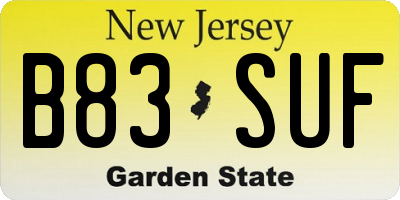 NJ license plate B83SUF