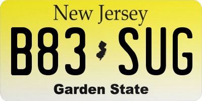 NJ license plate B83SUG