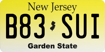 NJ license plate B83SUI