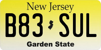 NJ license plate B83SUL