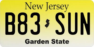 NJ license plate B83SUN