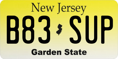 NJ license plate B83SUP