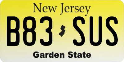 NJ license plate B83SUS