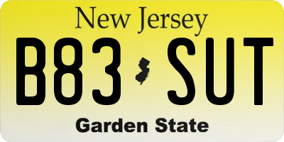 NJ license plate B83SUT