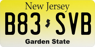 NJ license plate B83SVB
