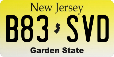 NJ license plate B83SVD