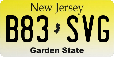 NJ license plate B83SVG