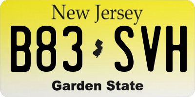 NJ license plate B83SVH