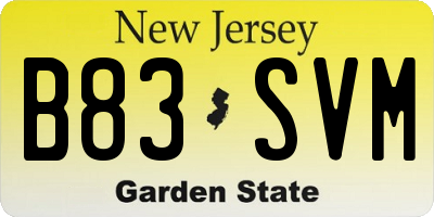 NJ license plate B83SVM