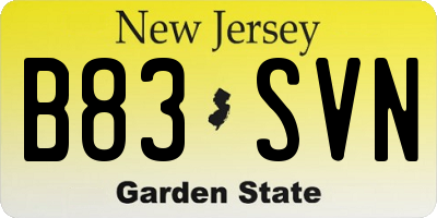 NJ license plate B83SVN