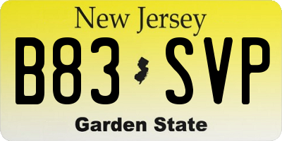 NJ license plate B83SVP
