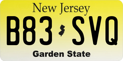 NJ license plate B83SVQ