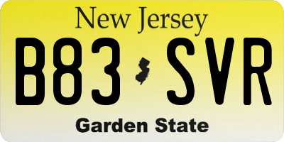 NJ license plate B83SVR