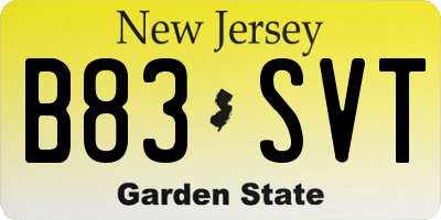 NJ license plate B83SVT
