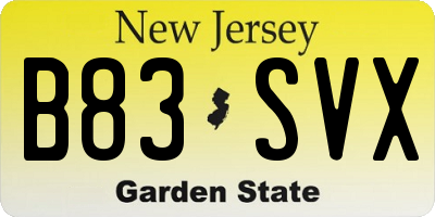 NJ license plate B83SVX
