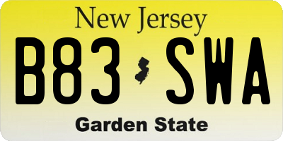 NJ license plate B83SWA