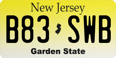 NJ license plate B83SWB