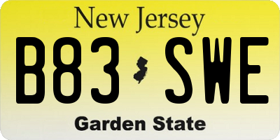 NJ license plate B83SWE